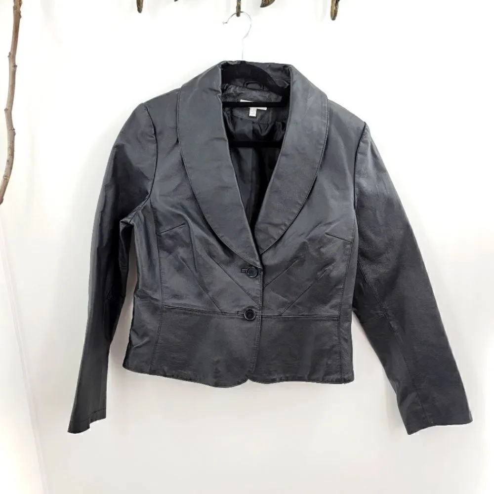 Vintage Yvonne Marie black leather blazer